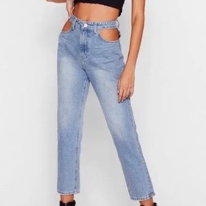 NWT Nasty Gal Cut Out High Waisted Mom Jeans - Size 8